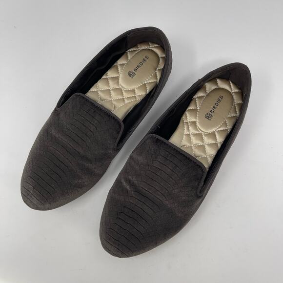 Birdies The Starling Charcoal Python Velvet Loafers (Size 7) - Picture 2 of 11